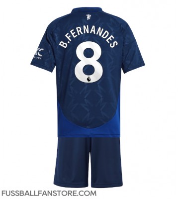 Manchester United Bruno Fernandes #8 Replik Auswärtstrikot Kinder 2024-25 Kurzarm (+ Kurze Hosen)